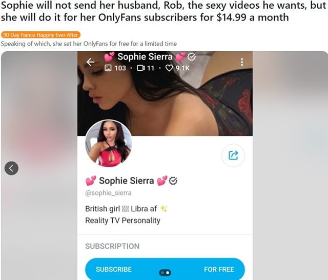 Sophie Sierra From 90 Day Fiance, TLC, Sourced From Reddit