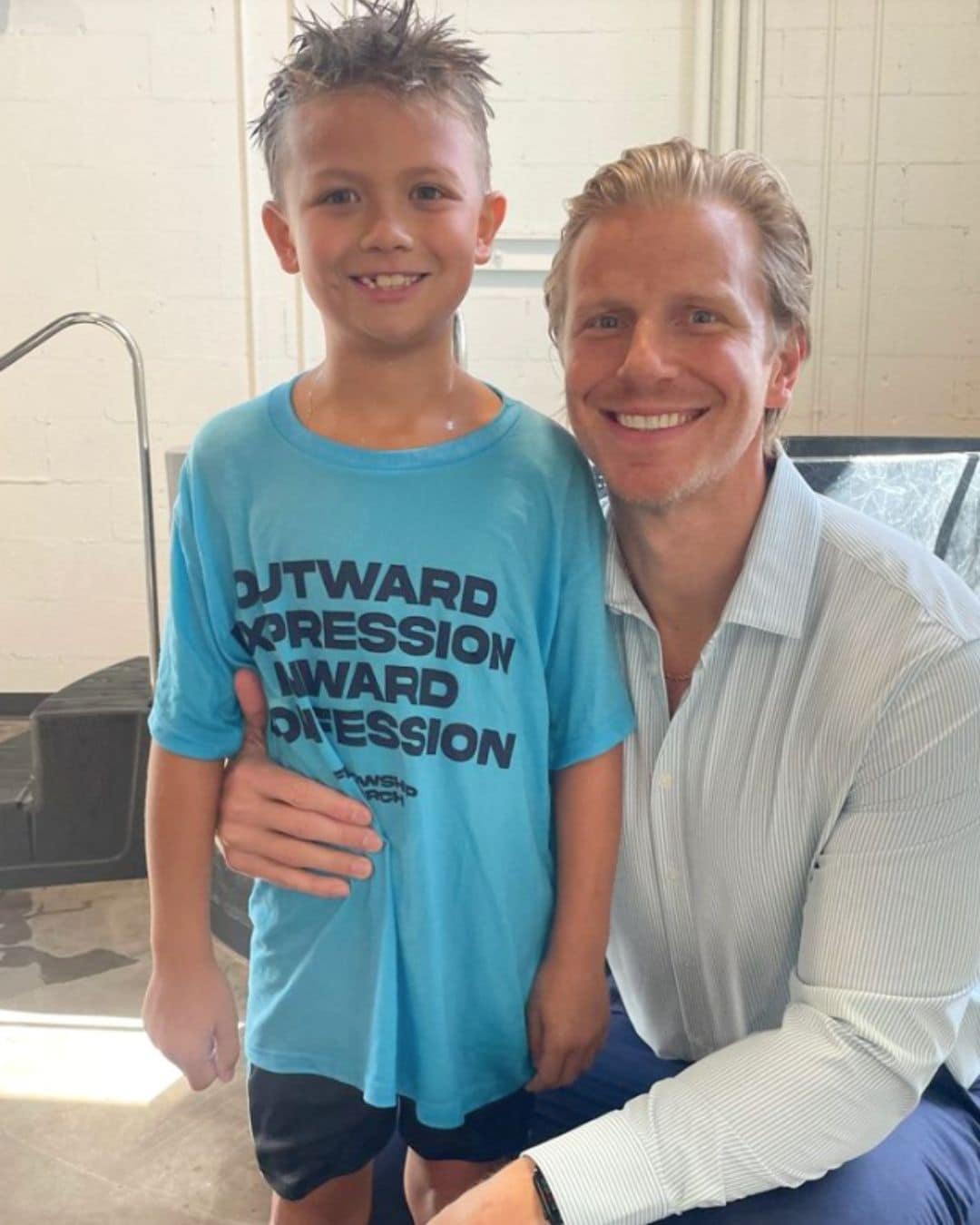 Bachelor alum Sean Lowe with his son Samuel