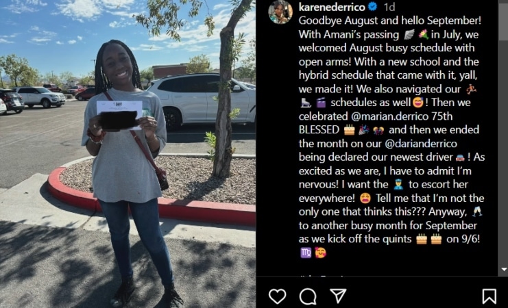 Darian Derrico is officially a new driver! - Instagram