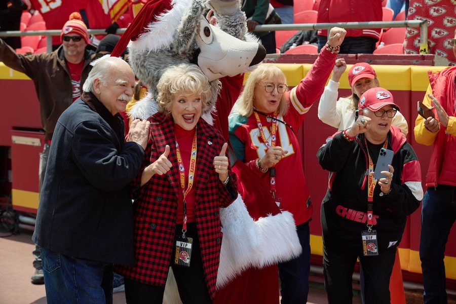 Photo: Richard Riehle, Christine Ebersole, KC Wolf, Donna Kelce  Credit: ©2024 Hallmark Media/Photographer: Joshua Haines