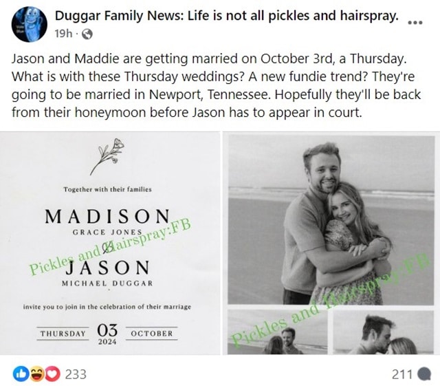 Maddie Grace & Jason Duggar From Counting On, TLC, Sourced From Duggar Family News: Life is not all pickles and hairspray Facebook