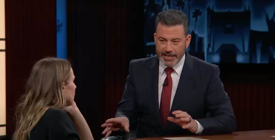 Jimmy Kimmel speaking to Kristen Bell