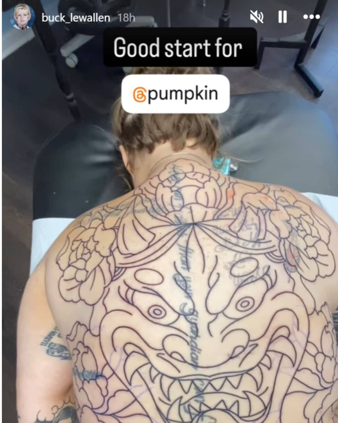 Mama June's Pumpkin back tattoo