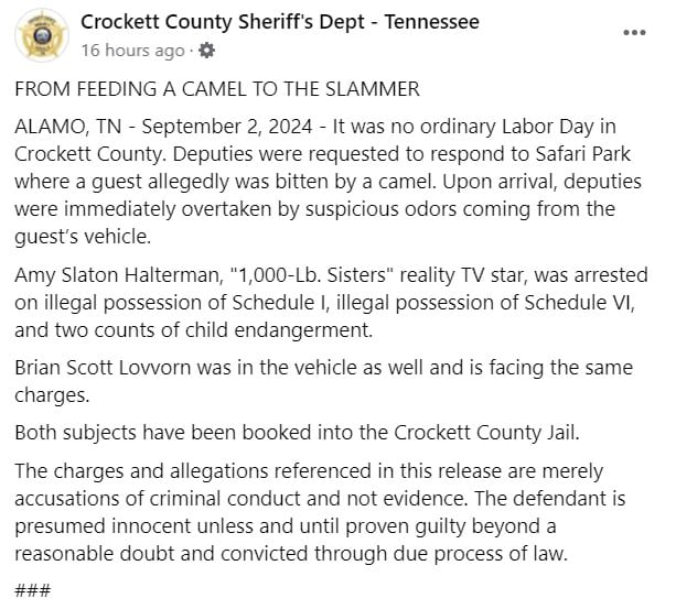 Screenshot from Crockett County Sheriff's Dept - Tennessee on Facebook