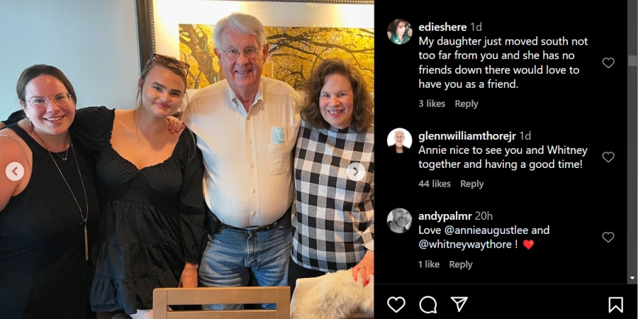 Annie Palmer got to meet her parents before Babs passed away. - Instagram