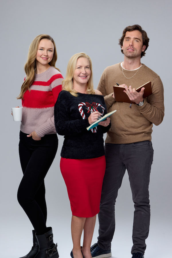 Photo: Lillian Doucet-Roche, Angela Kinsey, Alec Santos  Credit: ©2024 Hallmark Media/Photographer: Sven Boecker