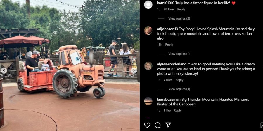 David Woolley's son-in-law and grandson at Disneyland. - Instagram