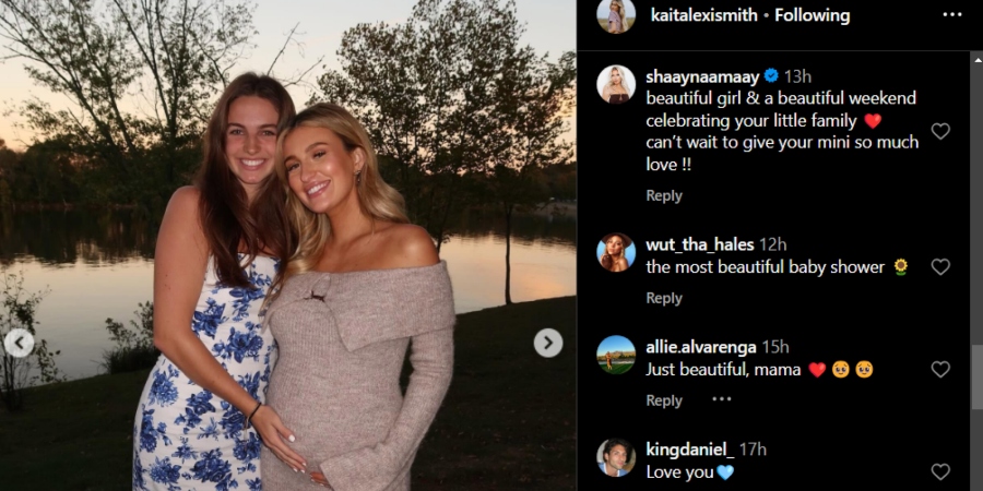 Kait Smith and Sydney Errera celebrate baby Phillips. - Farmer Wants A Wife - Instagram