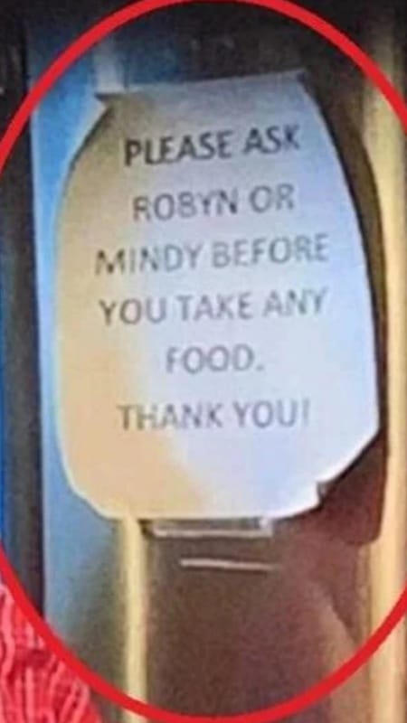 Robyn Brown's fridge has a sign to back up Janelle's statements. - Reddit