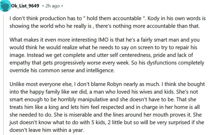 Fans think Kody and Robyn Brown will hang themselves by their actions. - Reddit