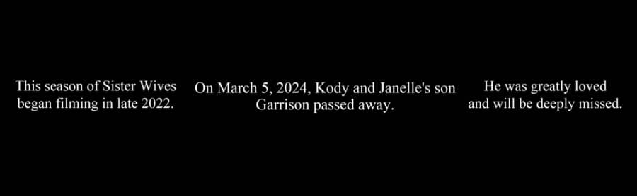 TLC addresses Garrison Brown's death immediately in Season 19. - Sister Wives