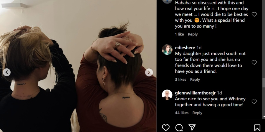 Whitney Way Thore and Annie Palmer get matching tattoos. - Instagram