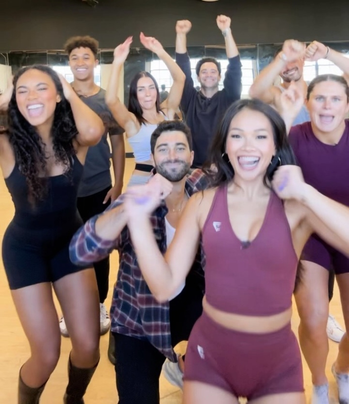 Chandler Kinney, Ilona Maher, Jenn Tran, and Joey Graziadei, Brandon Armstrong, Jenna Johnson, Sasha Farber, and Alan Bersten from DWTS on Instagram