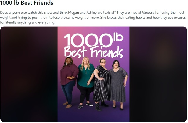 Ashley, Meghan, Tina, and Vannessa From 1000-lb Best Friends, Sourced From Reddit