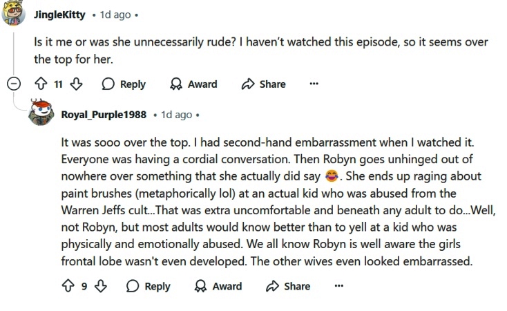 Fans think Robyn Brown was unnecessarily rude. - Reddit