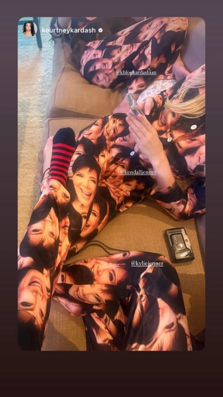 Kris Jenner and her girls sport her face on PJs. - Reddit - Instagram