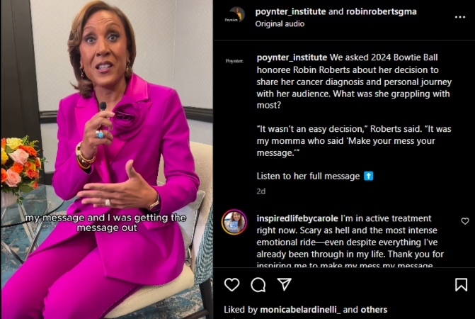 Robin Roberts knew she needed to share her message. - Instagram