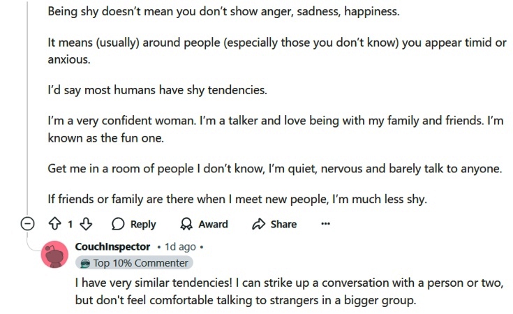 Some people take up for her explaining shyness can look different at times. - Reddit