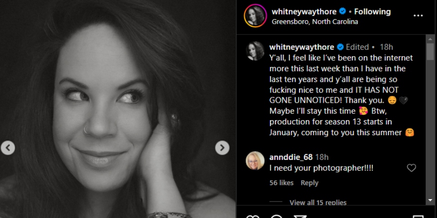 Whitney Way Thore updates fans with big news. - MBFFL - Instagram