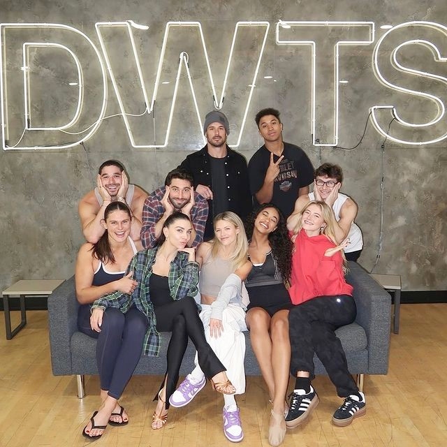 Alan Bersten, Joey Graziadei, Danny Amendola, Brandon Armstrong, Stephen Nedoroscik, Ilona Maher, Jenna Johnson, Witney Carson, Chandler Kinney, and Rylee Arnold from DWTS Season 33 on Instagram