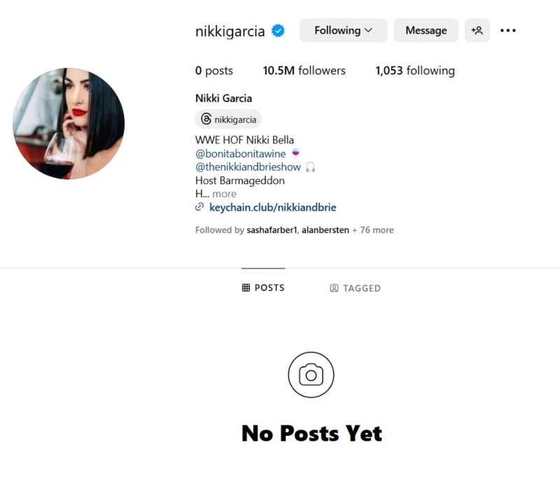 Screenshot of Nikki Garcia's Instagram account