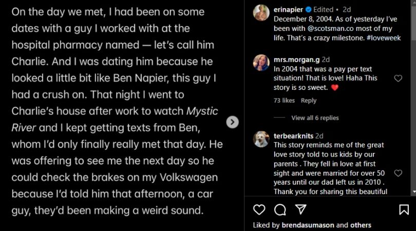 Erin Napier shares the anticipation she felt waiting to see Ben. - Instagram