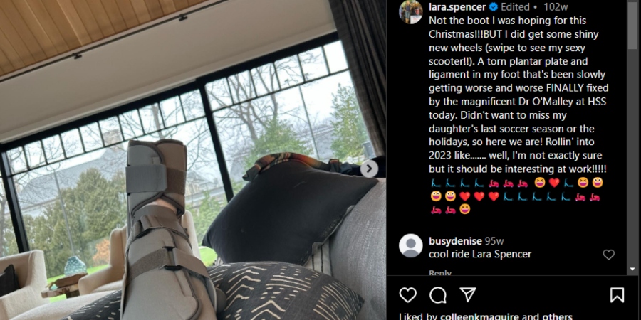 Lara Spencer underwent surgery on her foot in January 2023. - Instagram