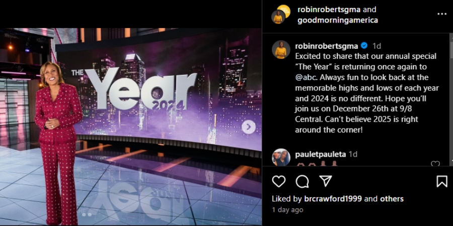 Robin Roberts will host The Year. - Instagram