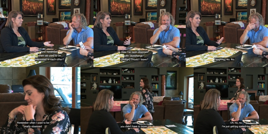 Robyn Brown excuses herself while Meri is talking about obsessing about Stonehenge. - Sister Wives