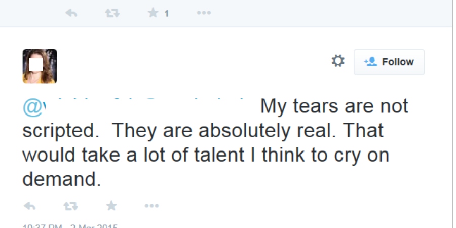 Robyn Brown reiterates her tears are genuine. - Twitter/X