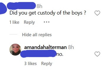 Screenshot from Amanda Halterman's social media