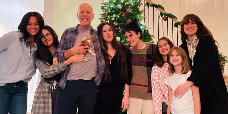 Bruce Willis and Demi Moore find ways to keep their combined families close. - Instagram