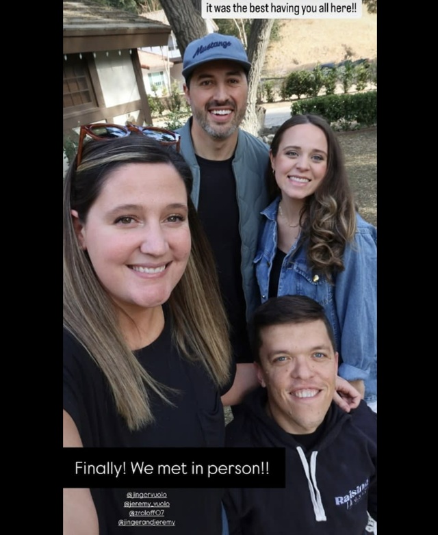 Jeremy Vuolo & Jinger Duggar with Tori & Zach Roloff, Sourced From @jingervuolo Instagram