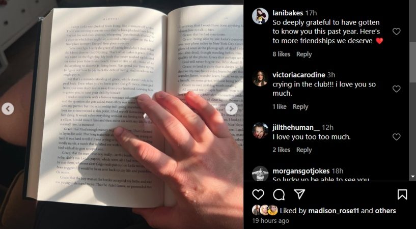 They share pages of inspiration they read while healing. - Instagram