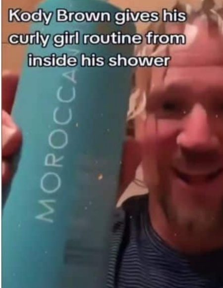 Kody Brown shows his Moroccan Oil hair care routine. - Instagram