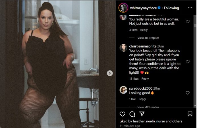 Whitney Way Thore slays in her fishnet stockings. - Instagram