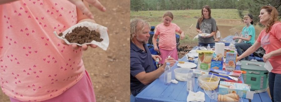 Ariella Brown playing with worms and the family cooking out on Coyote Pass. - Sister Wives