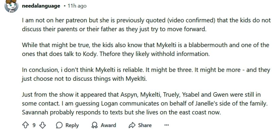 One Sister Wives fan discusses questioning Mykelti Brown Padron's words. - Reddit