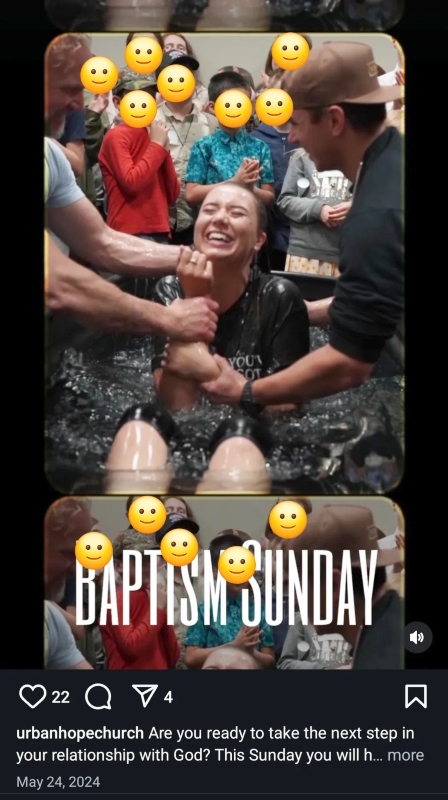 Aurora Brown's baptism from Urban Hope church, screenshot by Diredragons on Reddit