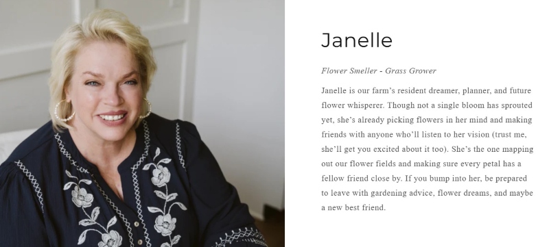 Screenshot from Janelle Brown's Taeda Farms website