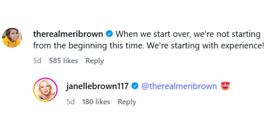 Meri's response to Janelle's post - IG