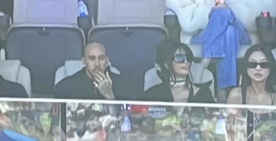 Lewis Hamilton and Kim Kardashian spotted at Super Bowl/Credit: YouTube