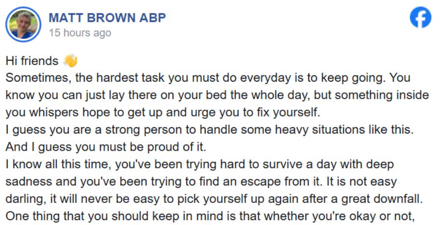 Matt Brown's share - Facebook